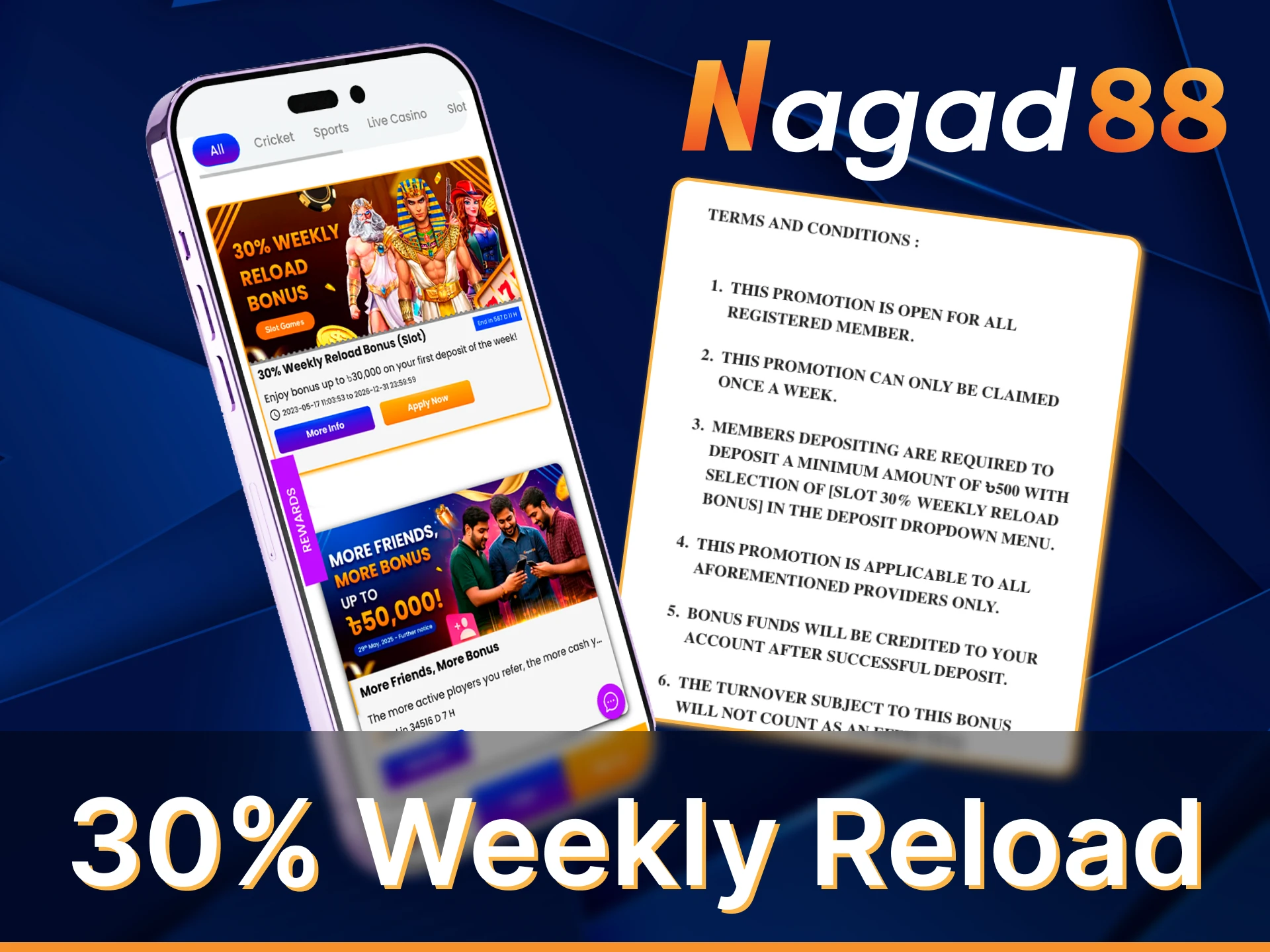 Get Weekly Reload Casino Bonus at Nagad88.