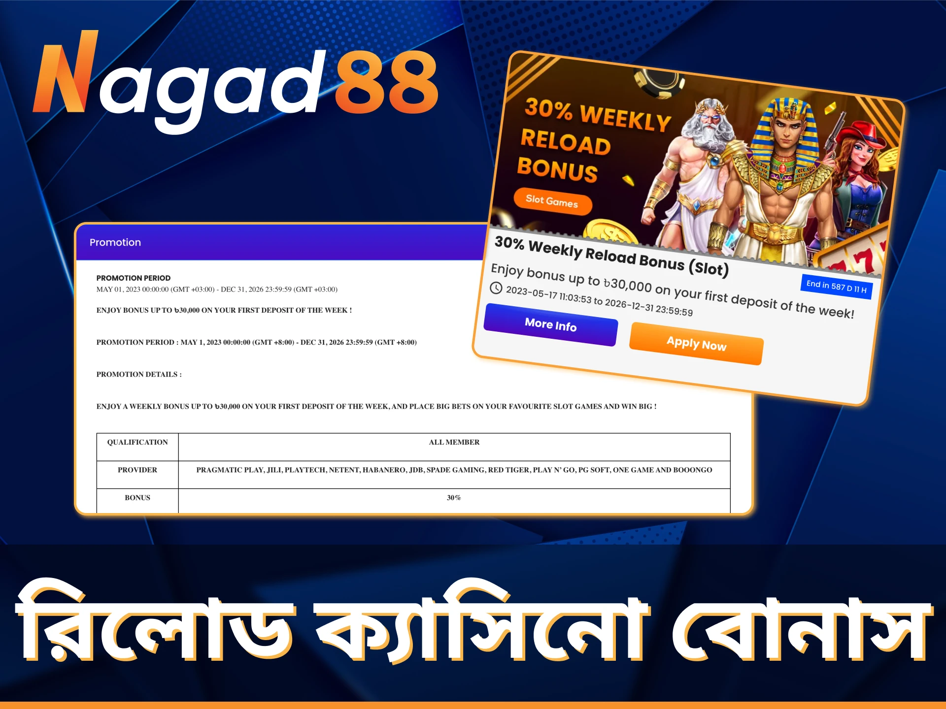 Nagad88 এ সাপ্তাহিক রিলোড ক্যাসিনো বোনাস পান।